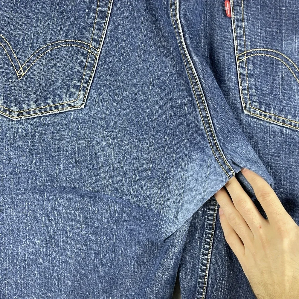 Vtg Y2K Levis 569 Denim Jean Shorts Mens 38x11 Jorts Worn-in Faded Distressed